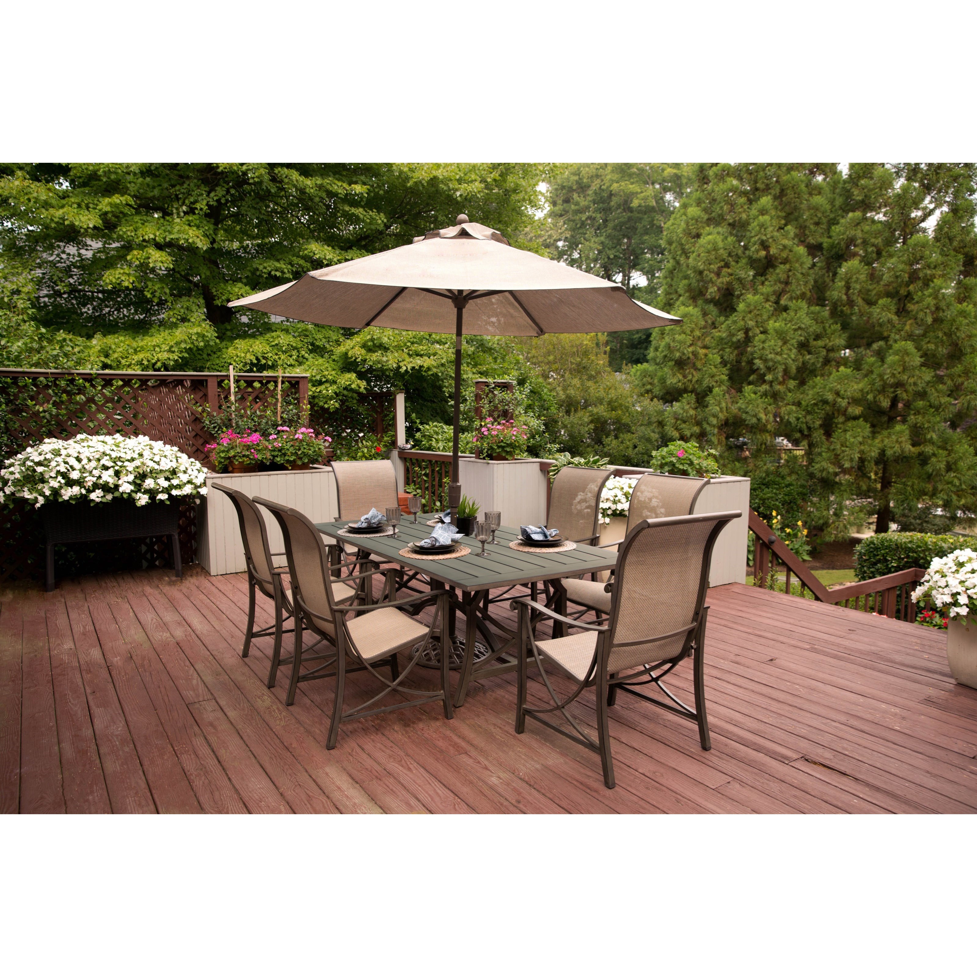 Agio Davenport Outdoor Dining Set with 6 Chairs and Umbrella Find